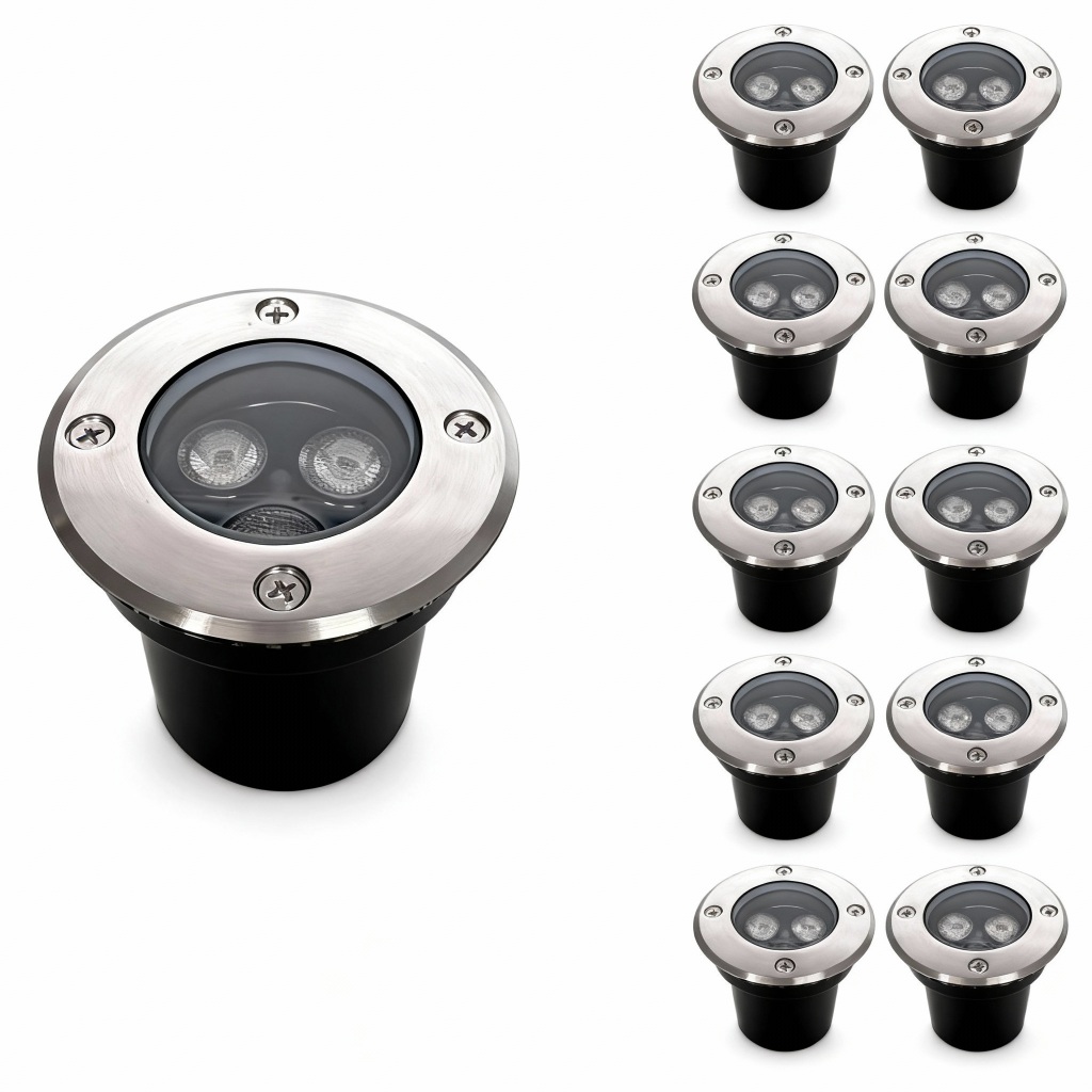 Kit 10 Balizador Spot Led Embutir Chão Piso Jardim 5w Branco Frio Lâmpada Luminária Bivolt Blindado Prova D'água