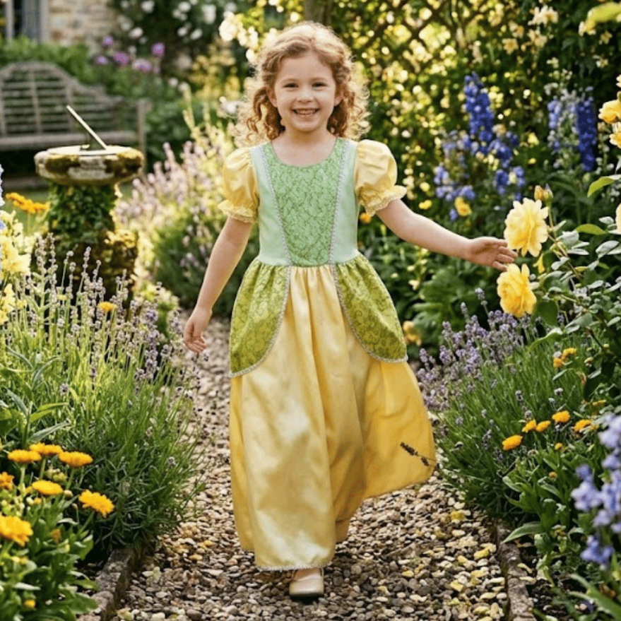 Fantasia Princesa Tiana Vestido Longo Kit Tiara Varinha Par de Luvas Menina Filme do Sapo Rã Cosplay