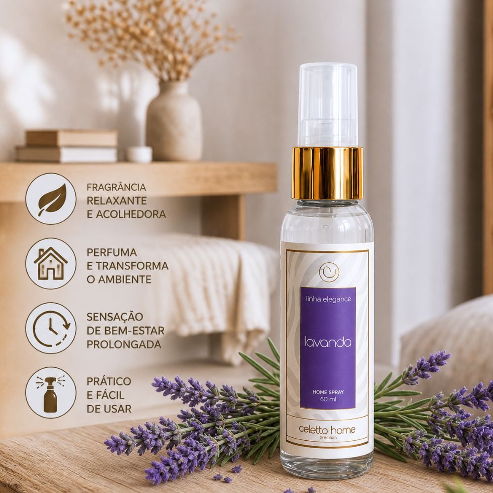 Imagem Home Spray Odorizador de Ambientes Lavanda 60ml Quarto Banheiro Sala Casa Vários Aromas