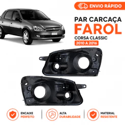 Par Carcaça Farol Corsa Classic 2010 A 2016