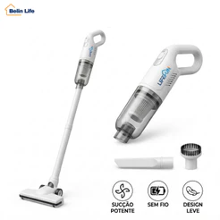LIFEFUN Aspirador de Pó Portátil Sem Fio para Casa Recarregável USB Forte Sucção Branco