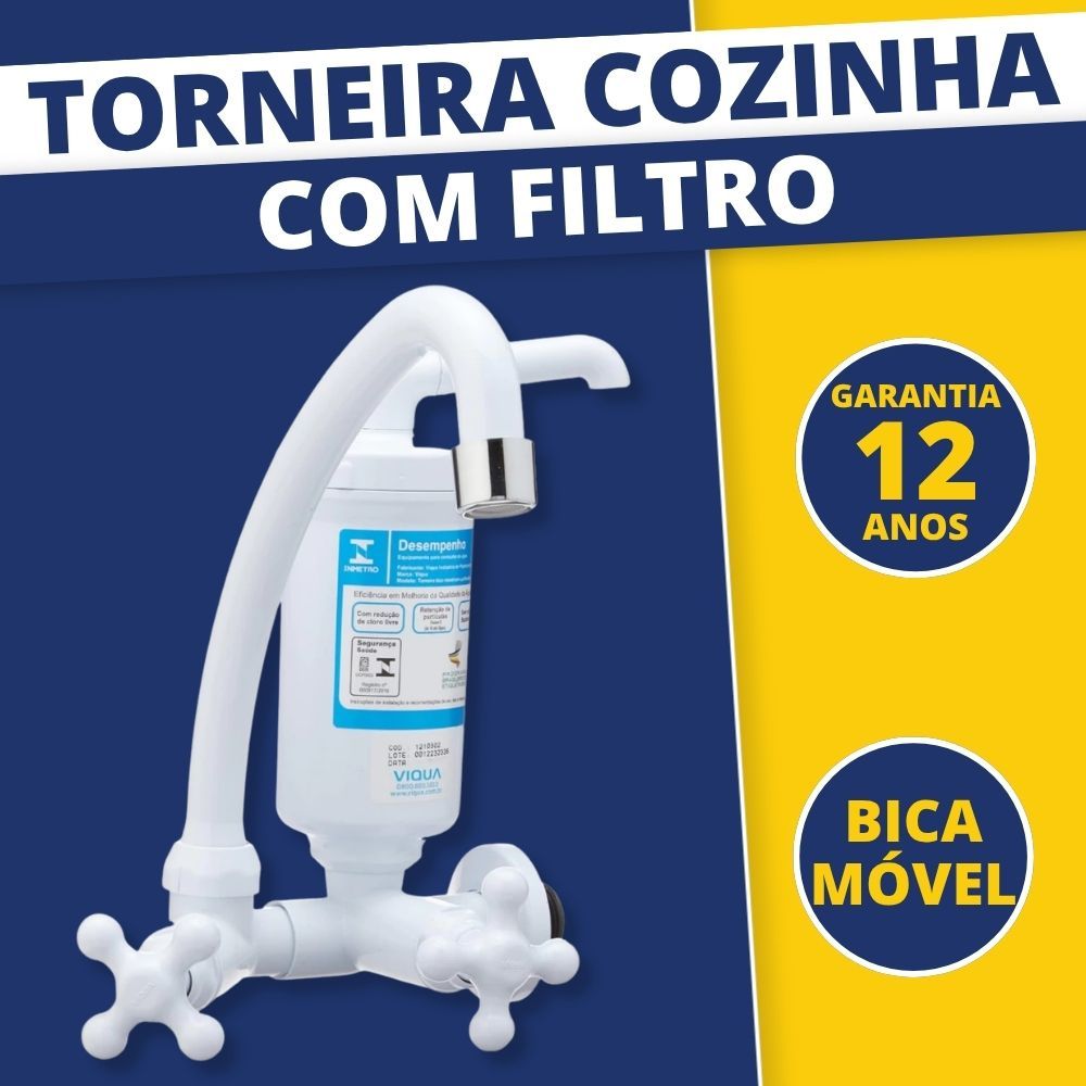 Torneira Para Pia de Cozinha Torneira Com Filtro Para Cozinha Filtro de Agua  ABS Branco Viqua