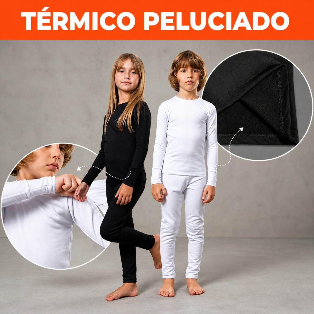 Conjunto Térmico Peluciado Infantil Flanelado Juvenil Menina Menino unissex Segu