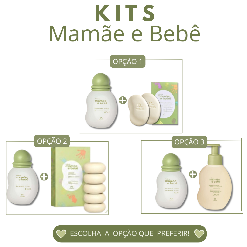 Kit Natura Mamãe e Bebê Colônia 100ml + Sabonete Original | 2, 5 un ou Líquido | Escolha a Opção