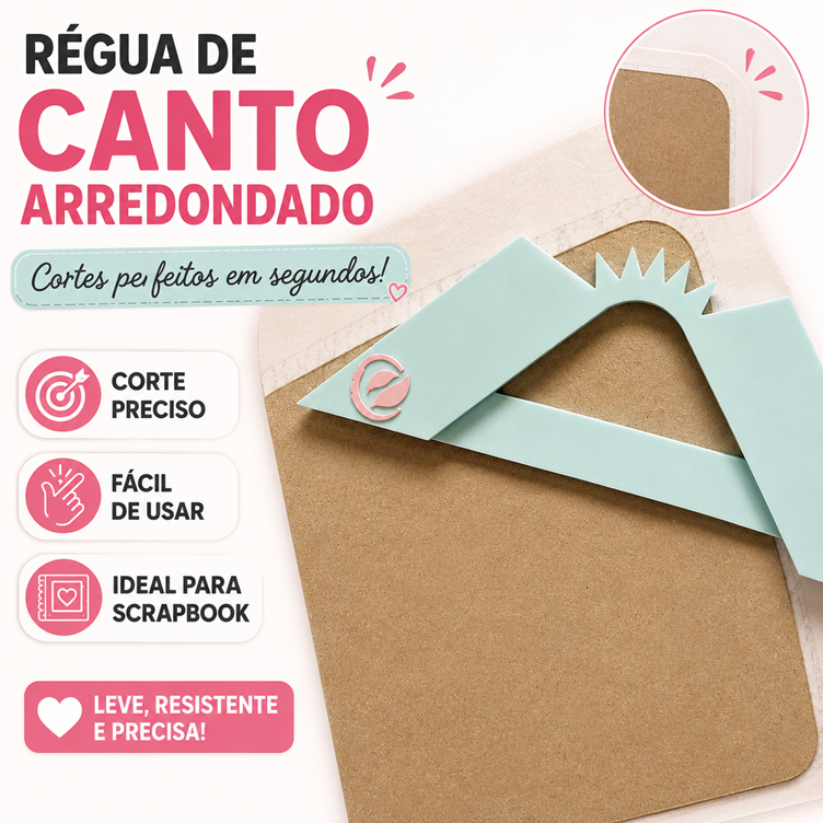 Kit 2 Réguas de Canto Arredondado | Scrapbook e Encadernação