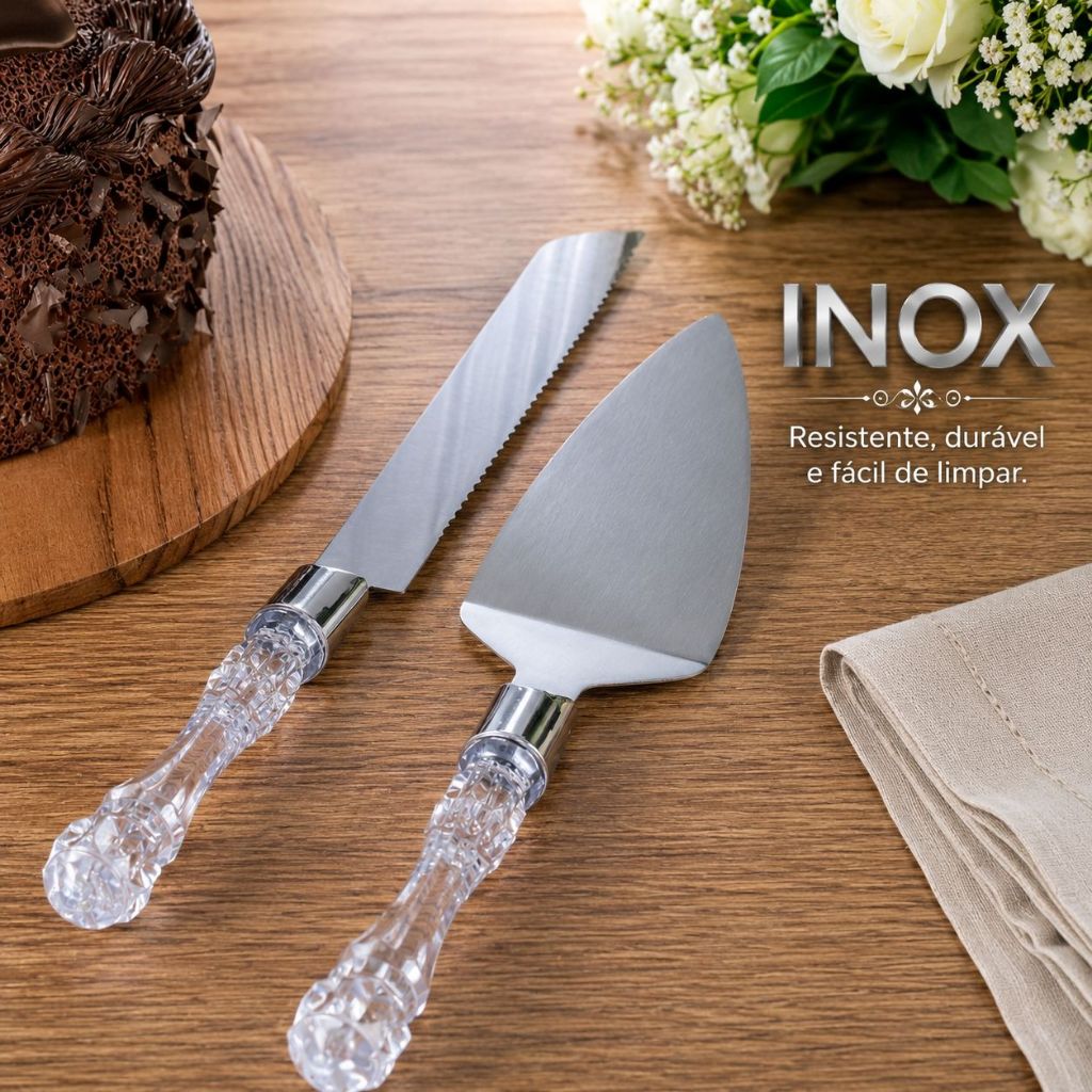 Espátula  faca para bolo tortas bolo salgado e pães confeitaria aço inox uso profissional cabo cristal