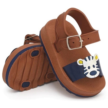 Sandália Infantil Bebê Masculina Menino Safari Animal Confortável Leve Fivela Antiderrapante Tigre Zebra — imagem 2 de 2