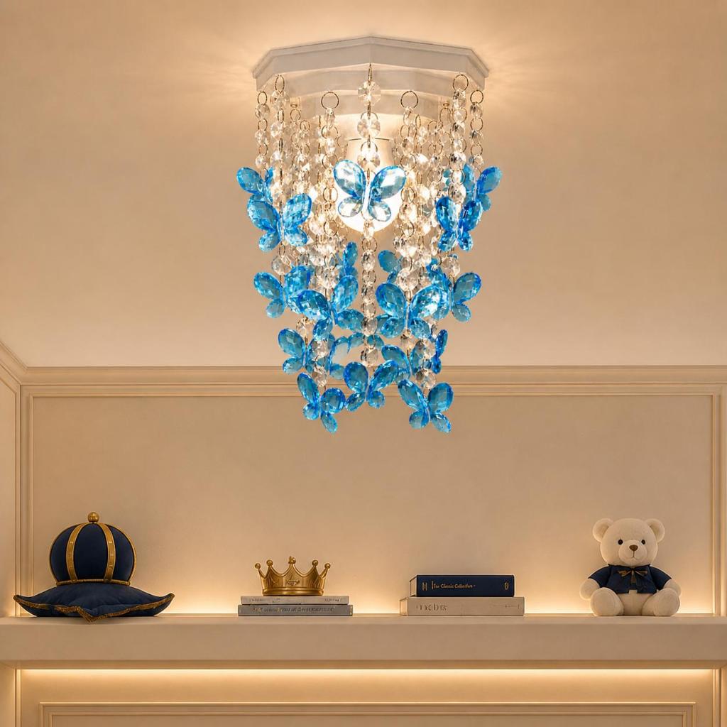 Luminária Infantil Teto Lustre Quarto Bebê Decoração Moderna Iluminação Decorativa Tema Borboletas Quartinho Maternidade