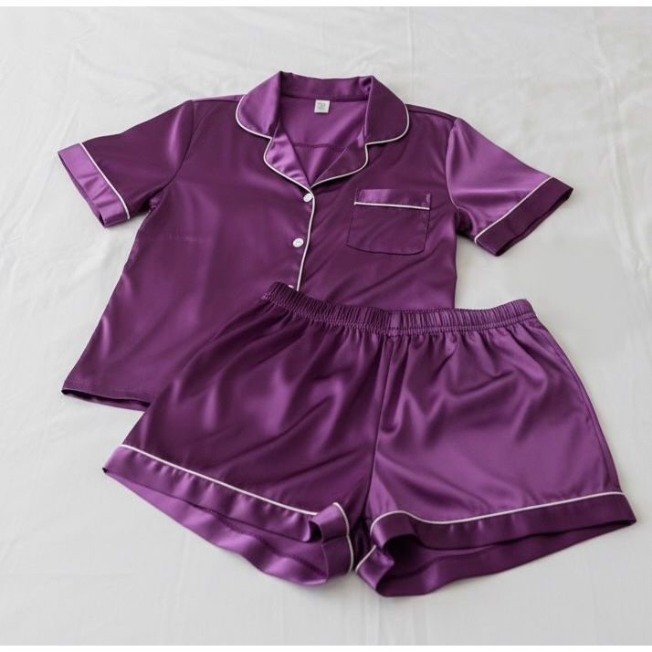 Pijama feminino UVA cetim premium toque de seda, modelo americano