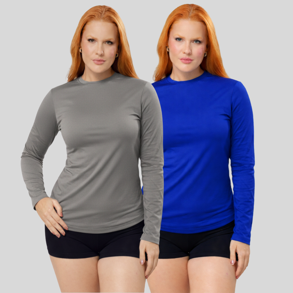 Kit 2 Camisetas Femininas UV 50 Proteção Solar Blusa Academia Corrida Fitness Dia a Dia