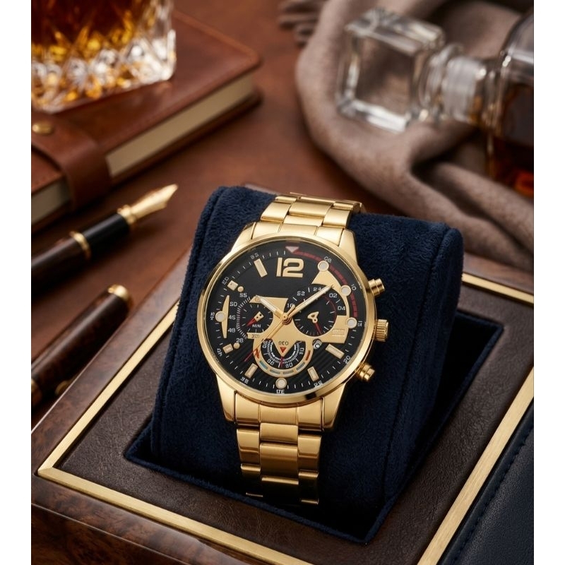 relógio casual masculino réplica curren dourado de aço inoxidável a prova d'água