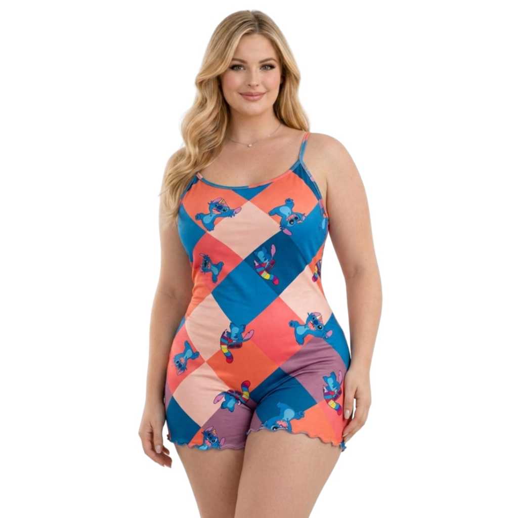 Pijama Macaquinho Plus Size Confortável Malha Suede Premium Pijama Macaquinho Plus Size Femenino