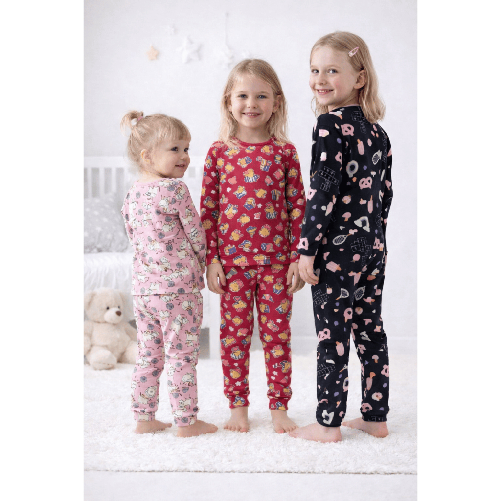 Kit 3 Pijamas Infantil Inverno Meninos e Meninas Conjunto Longo Estampado  Quentinho Suede Estampado