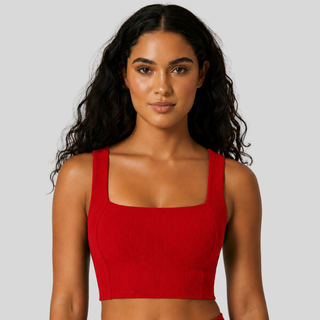 Cropped Top Feminino Ribana Canelada Tecido Duplo Academia Zero Transparência