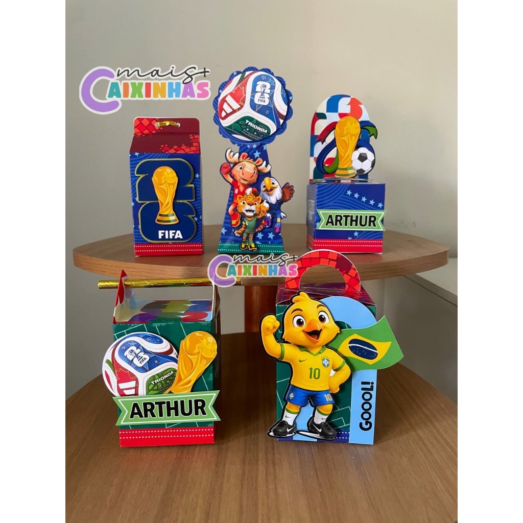 Personalizados Copa do Mundo - Lembrancinhas futebol Copa 2026 - Kit Pegue e Monte Caixinhas Personalizadas Copa