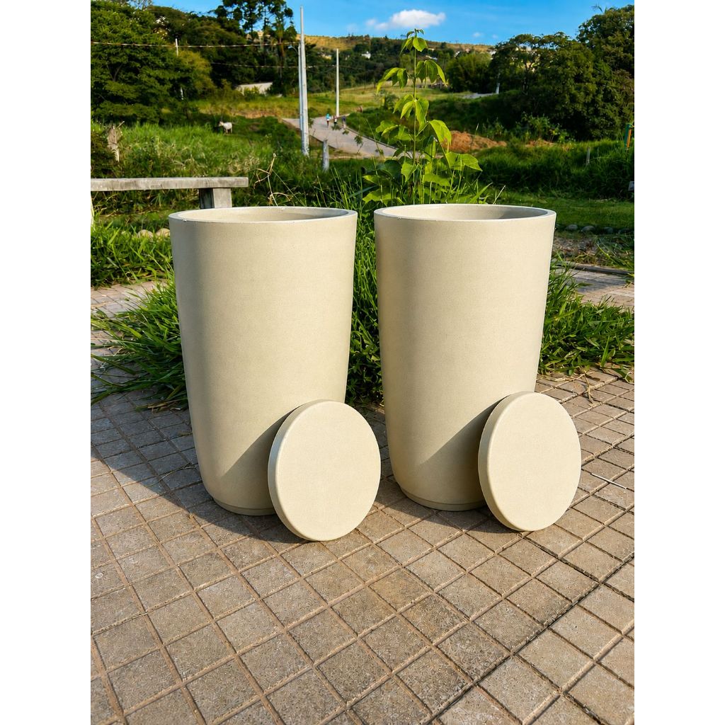 kit 2 Vaso De Planta Polietileno Coluna Lisa Luxo Médio n3