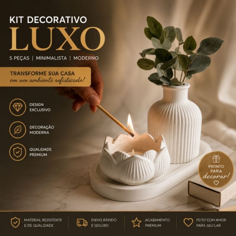 kit fênix em gesso vaso/porta vela/ bandeja