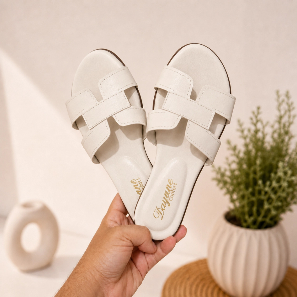 Sandália Rasteira Tira H Feminina Flat Rasteirinha Confortável Chinelo Dia a Dia Antiderrapante