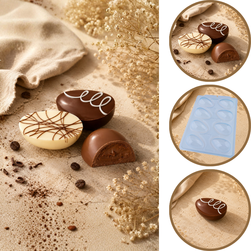 1~5 Forma BWB Simples Semiprofissional, Alto Rendimento Doces Finos Chocolates- SP Ovo Liso 100g (CHOCO)