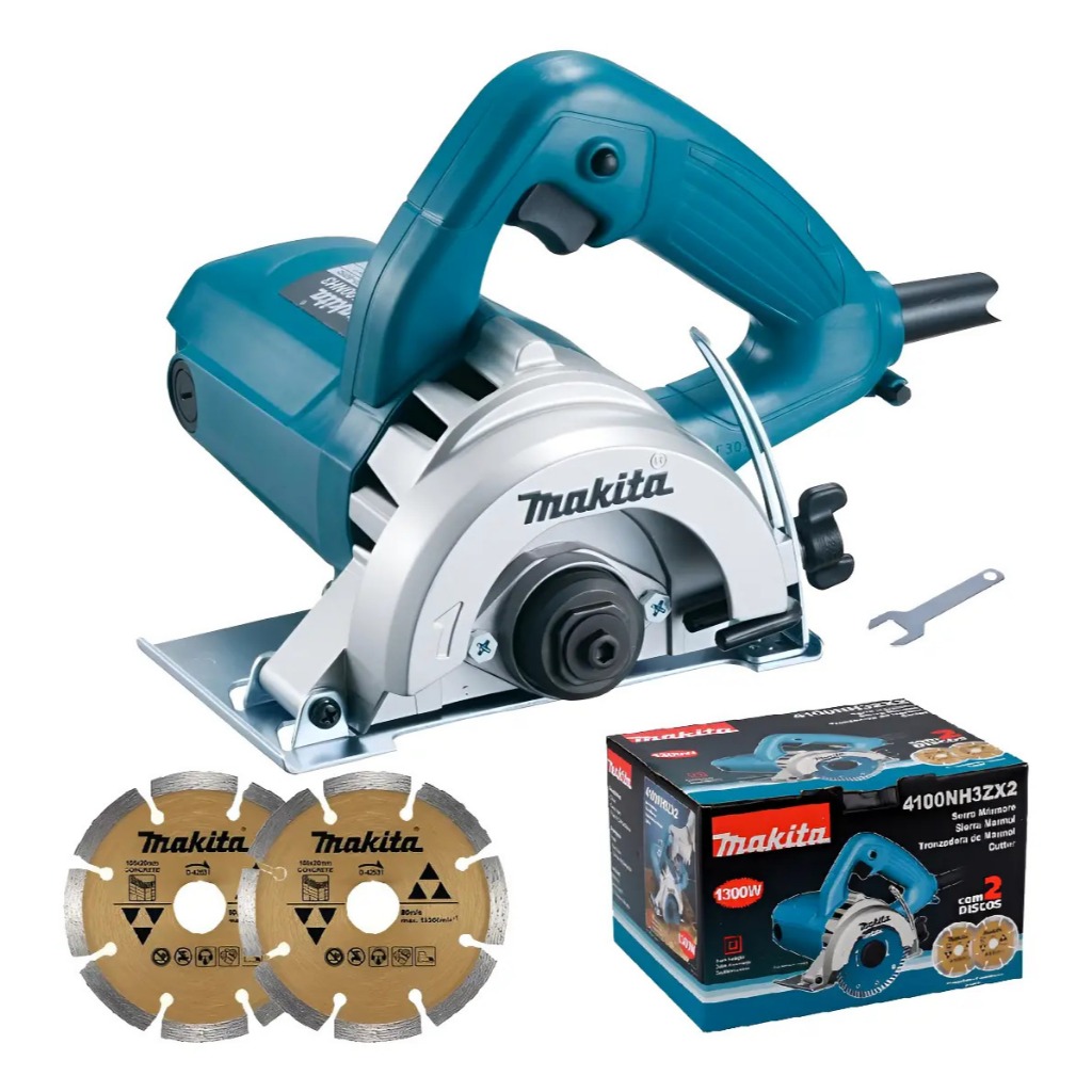 Serra Mármore Makita 4100NH3ZX2 + 2 Discos, Preto/Azul