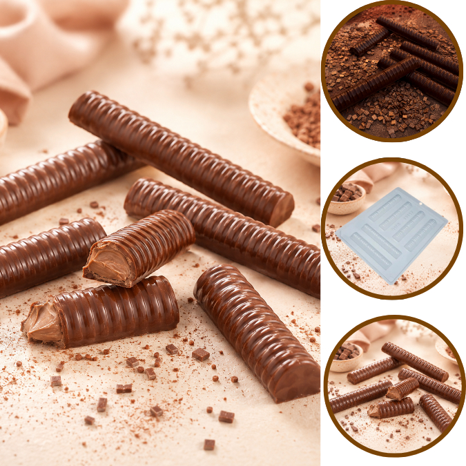 1~10 Forma Simples BARRINHA RAIADA em Acetato BWB Para Doces de Chocolate e Confeitaria. Cód: 10117 - N7 (CHOCO)