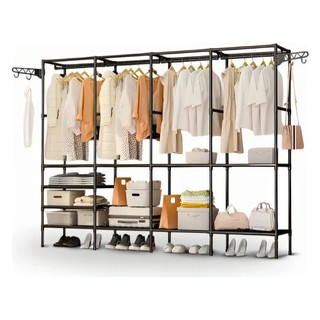 Arara De Roupa Cabideiro De Chão Sapateira Rack Organizador Multiuso Aço Inox