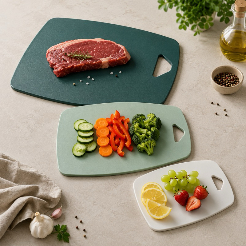 Kit 3 Tábuas De Carne Legumes Frutas Multiuso Cozinha Polipropileno Rígida Antibacteriana (P/M/G)