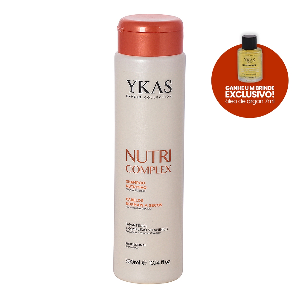 Shampoo Ykas Nutri Complex Nutrição Cabelos Secos 300ml Fios Fortes E Saudáveis