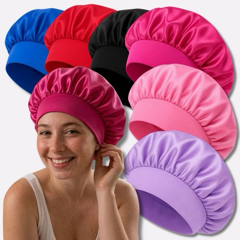Kit Touca De Cabelo Com Faixa Cetim Anti Frizz Para Dormir Confortável - Envio imediato, entrega rápida