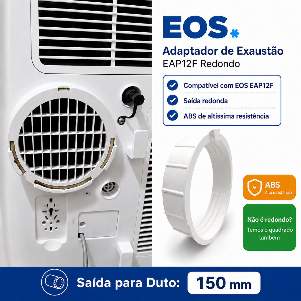 Suporte Adaptador Ar Condicionado Portátil EOS Arctic Fresh EAP12F Redondo Duto 150mm - ABS
