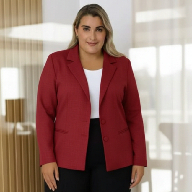 Blaizer Feminino de Alfaiataria Plus Size 48–54 com Bolso funcional G1/G2/G3