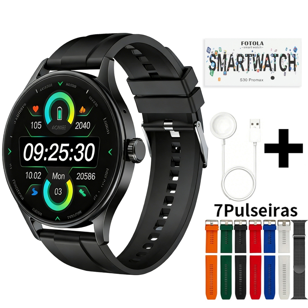 Smartwatch S30 PRO MAX–Tela AMOLED 1.46"| Monitoramento De Freqüência Cardíaca Do Sono À Prova D'água Relógio Esportivo