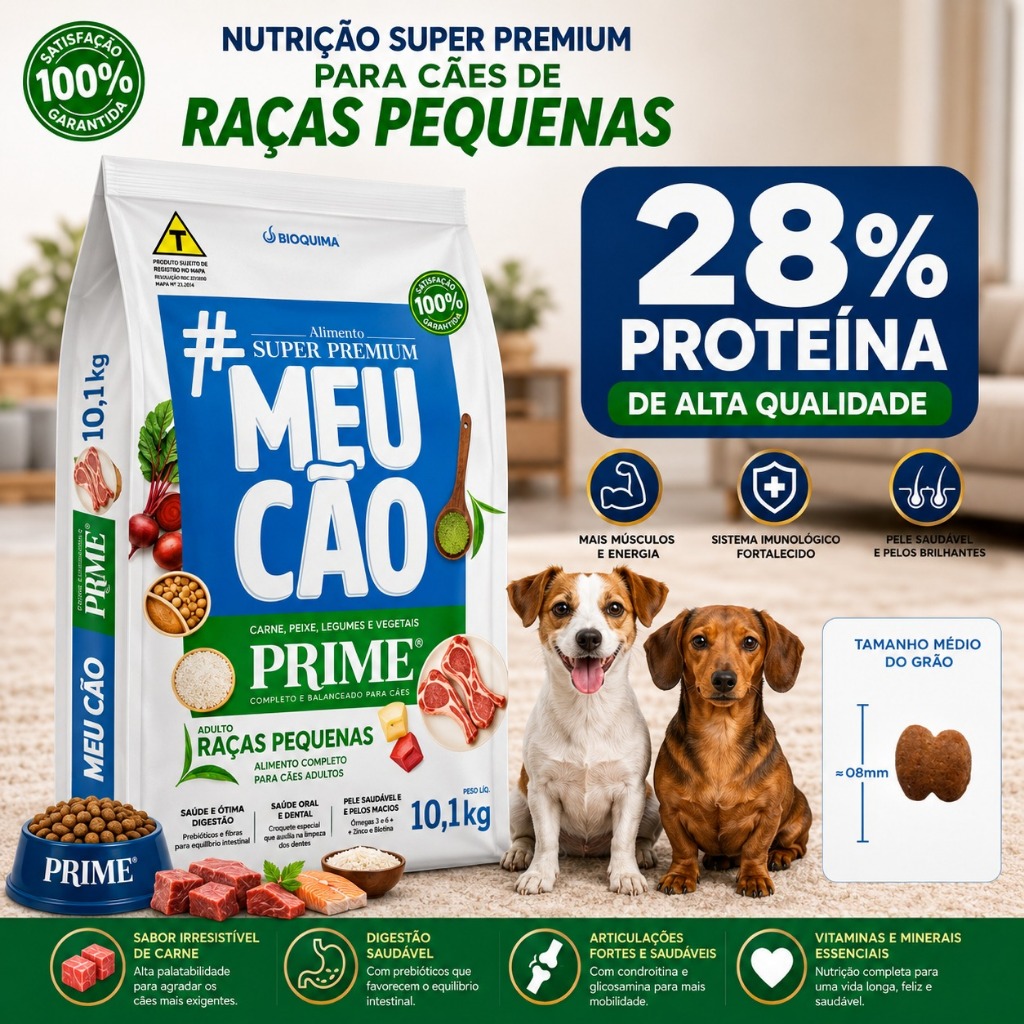 Ração Meu Cão Prime Raças Pequenas 10kg Super Premium Carnes Nobres