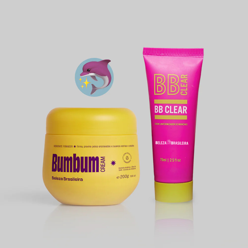 Kit Pele de Golfinho Bumbum Cream 200g + BB Clear Anticelulite Estrias e Flacidez