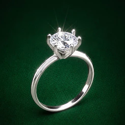 Anel Solitário Moissanite 8mm 6 Garras em Prata 925 Luxuoso Elegante