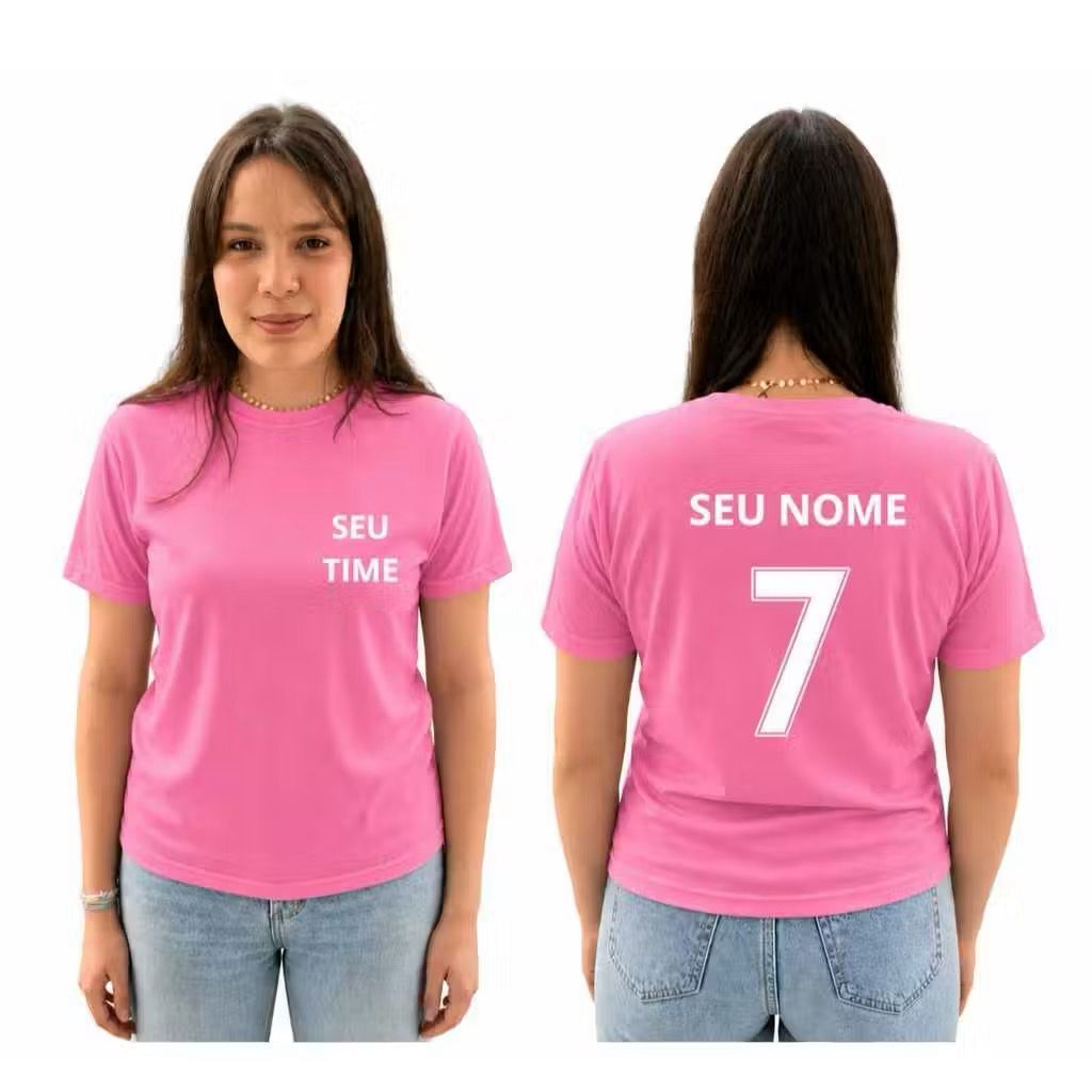 Camiseta Pernalizada de Time Camisa Unissex Futebol voce mesmo personaliza Com seu time favorito Nome e Numero