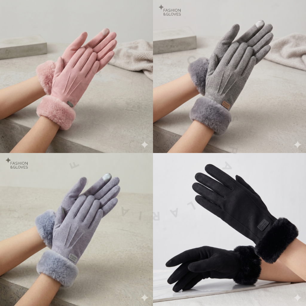 Luva Feminina Térmica Touch Screen Pelúcia Forrada Quente Inverno 2026 - Antiderrapante