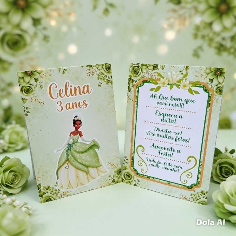 Kit Plaquinha de Agradecimento Tiana - A princesa e o Sapo - Centro de Mesa- Personalizados-Lembrancinha-Festa-Decoração