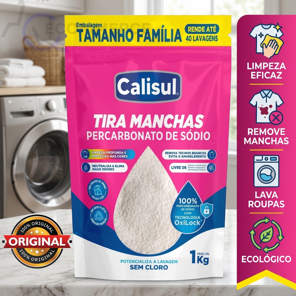Percarbonato De Sódio Calisul Tira Manchas Oxigênio Ativo Alvejante Sem Cloro Roupa Branca Colorida