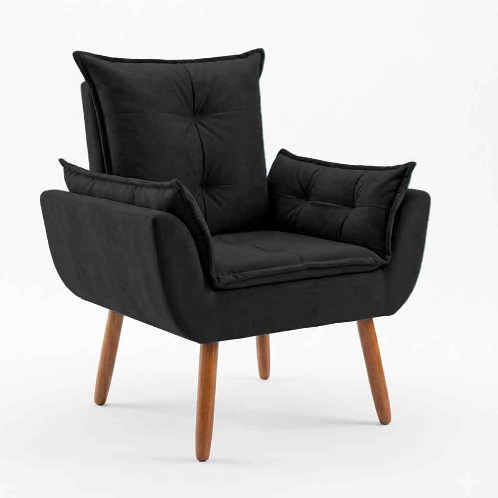 Poltrona Sofá Decorativo Pés Palito Para Recepção e Escritório Tecido Suede