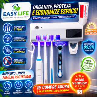 Porta Escova De Dentes Esterilizador Com Luz UV Antibacteriano Decoracão Banheiro