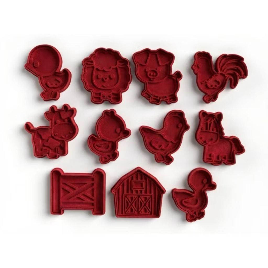 Detalhes do Kit Cortadores Fazendinha Confeitaria Bolacha Biscoito Criativo Divertido Infantil Tema Doce Cozinha