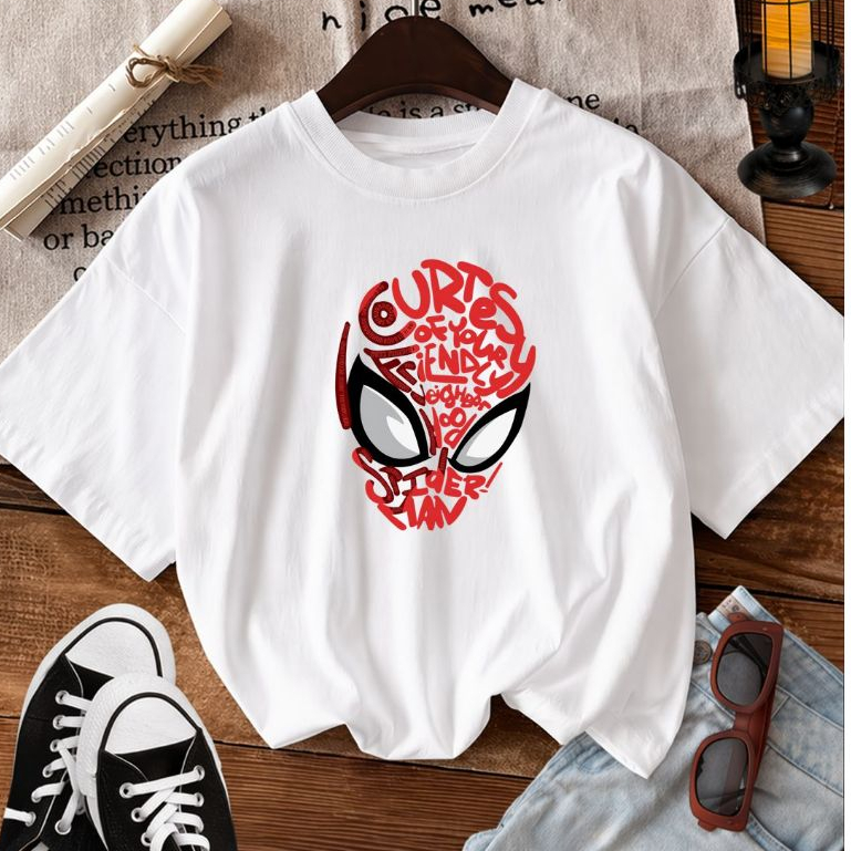 Camiseta Camisa Blusa 100%Algodão Feminina Super Herois Homem Aranha Spider Man Estilosa