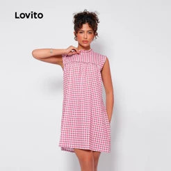 Lovito Vestido Feminino Curto Xadrez DRB174BRL203