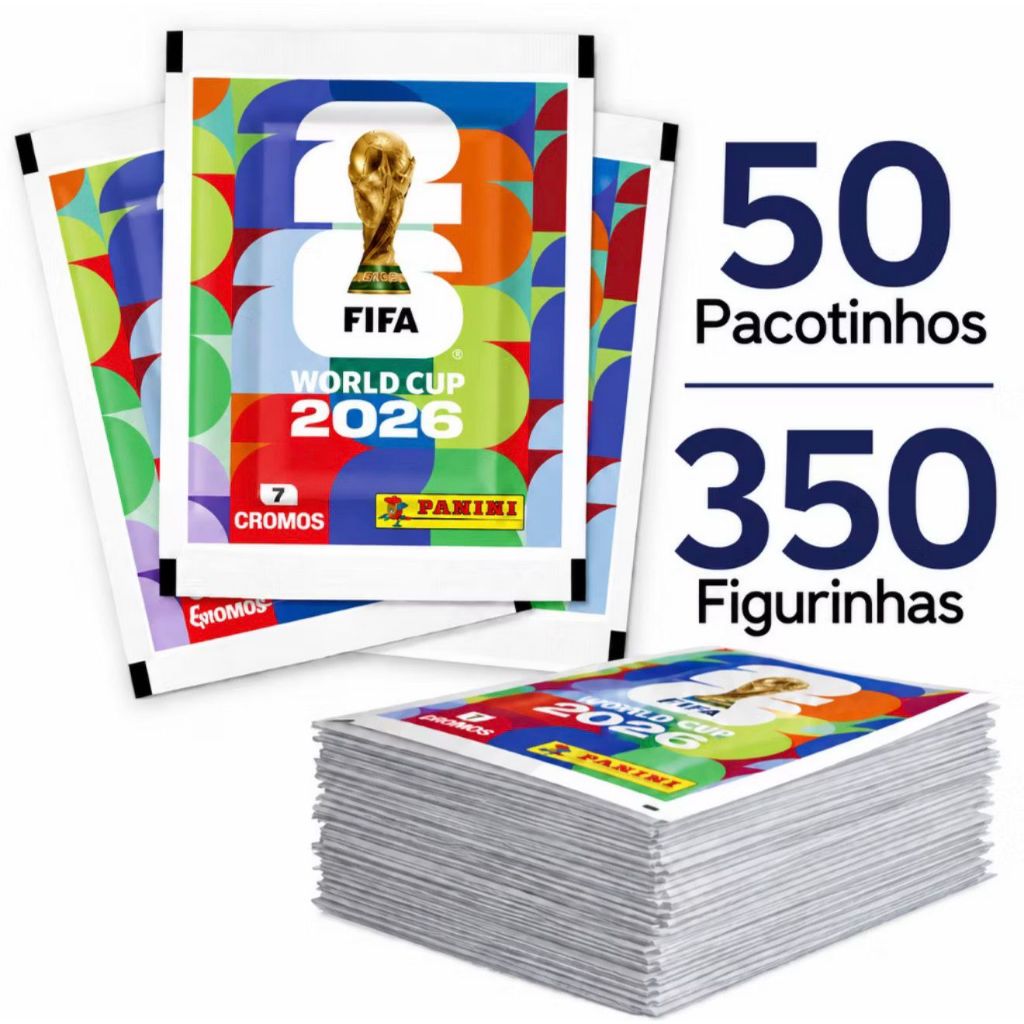 Figurinha até 50 Envelopes com 350 Cromos do Album da Copa do Mundo 2026 Original da Panini Pronta Entrega