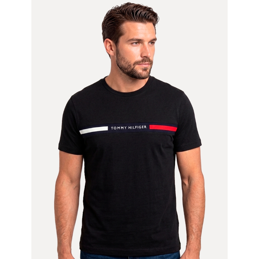 Imagem Camiseta Tommy Hilfiger Original Masculina Chest Insert Logo Preta