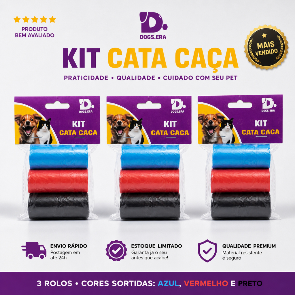 3, 6 ou 9 Refis para Coleta de Fezes de Cães Refis Cores Variadas Total 15 Saquinhos por Refil