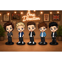 Kit 5 Bonecos Chibi One Direction - 7cm - Coleção Directioner Premium MDF & Vinil