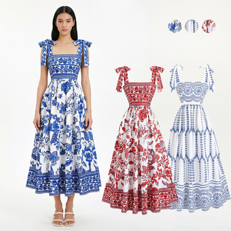 Vestido de Férias Estampa Tribal e Boho Chic Vestido De Verão/Primavera Para Mulheres