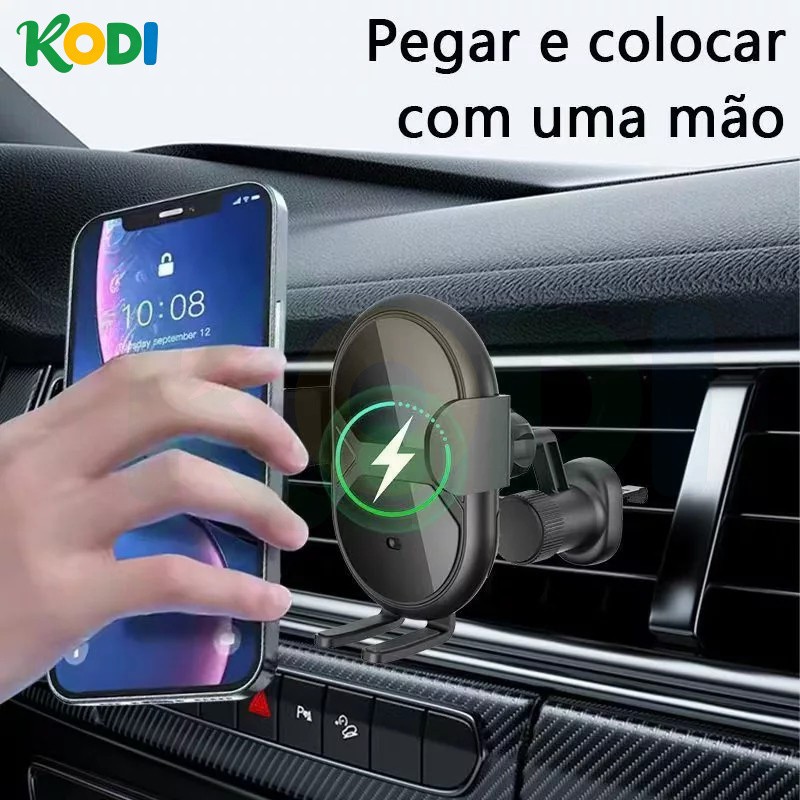 Carregador por Indução Sem Fio com Suporte Veicular para Celular - J2